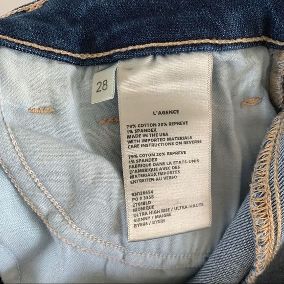 LAgence Skinny Jeans Stretch Denim Pants Size 28 Monique Ultra High Rise - Picture 9 of 12
